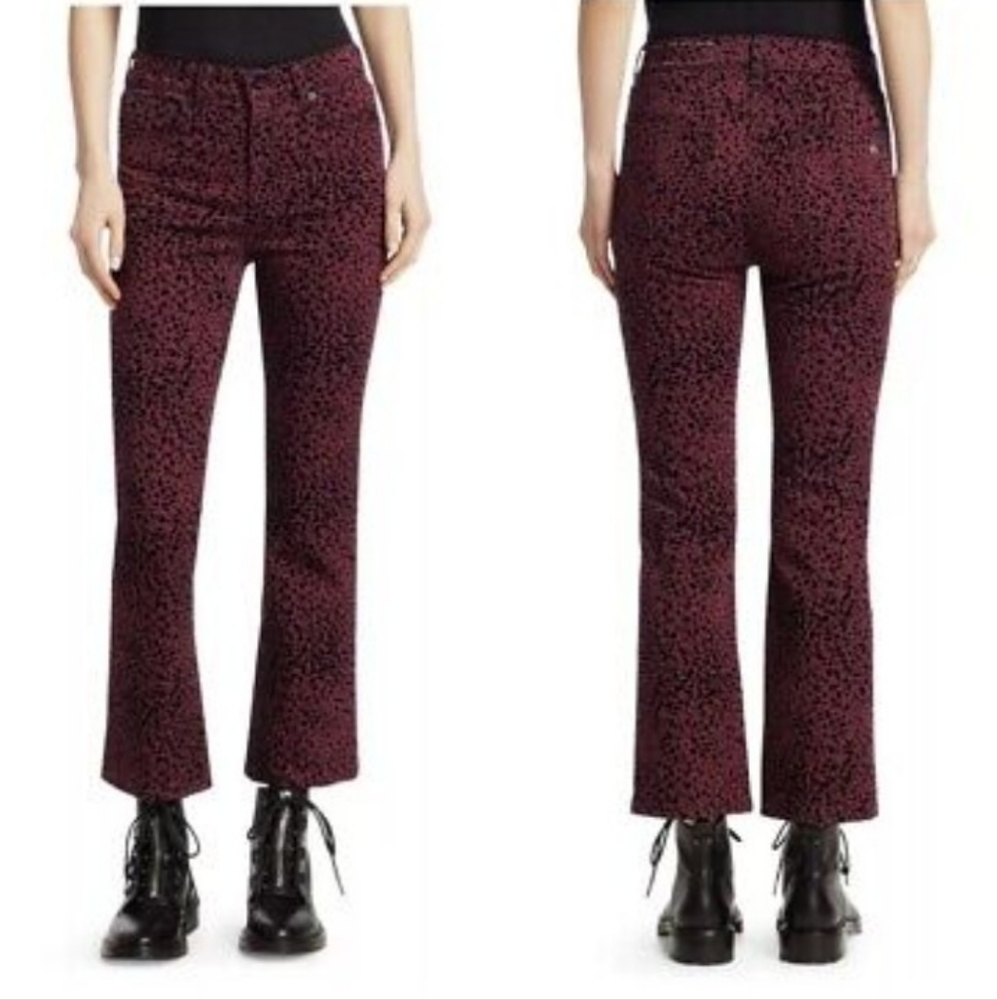 Rag and Bone leopard print jeans.  Burgundy & black.  Size 25.  Mint Condition!